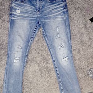 BKE Light Blue Distressed Straight Jake Jeans- buckle-